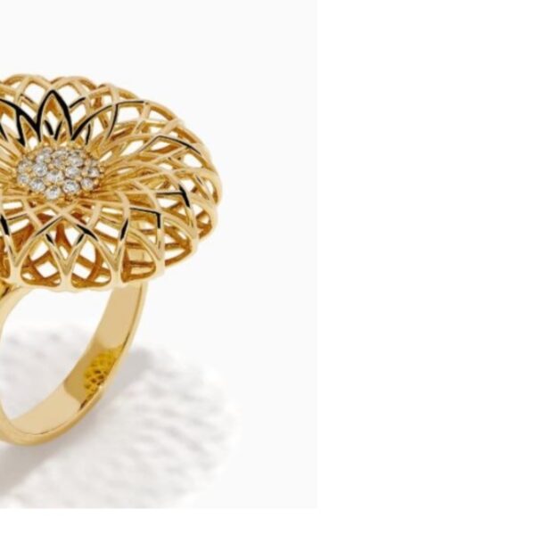 Filigree Sunburst Diamond Statement Ring